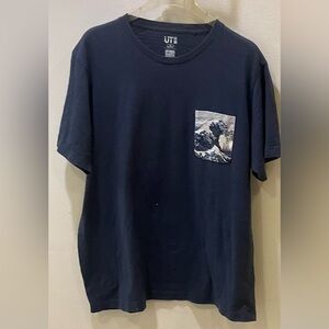 Uniqlo Hokusai  Blue Cotton Pocket Tee XL